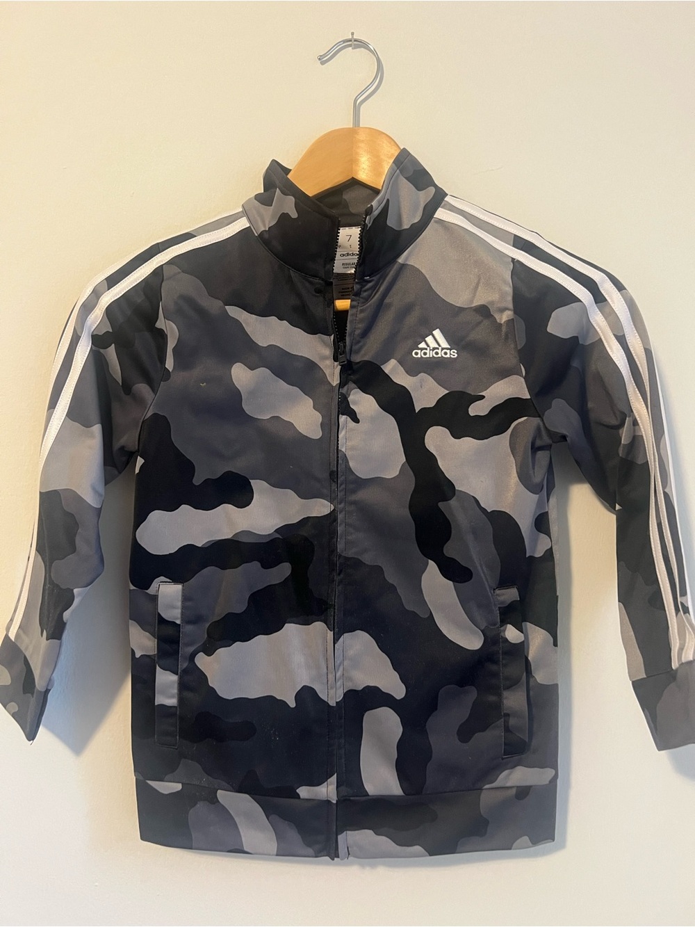adidas Black and Gray Kids Camo Track Jacket